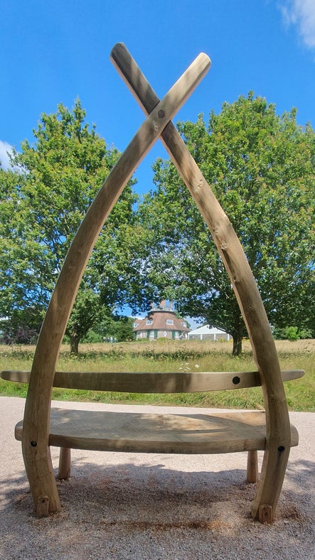 Wishbone Bench by Peter Lanyon on the Perimeter Path at A la Ronde, Devon